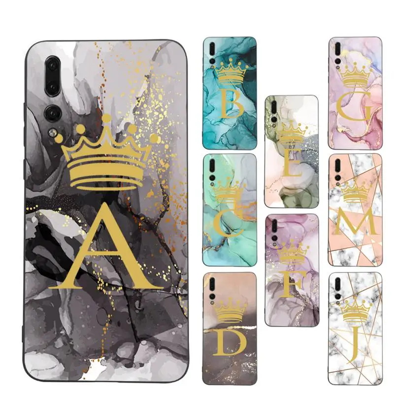 

Initial Letter A Z Crown Marble Custom DIY Phone Case Soft Silicone Case For Huaweip30lite p30 20pro p40lite P30 Capa