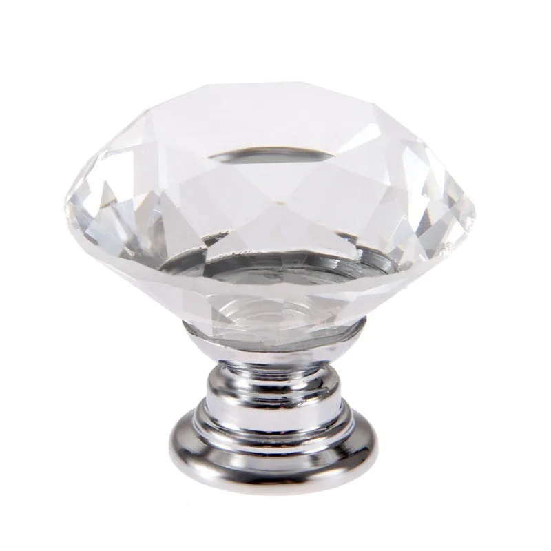 

New crystal handle single hole cupboard door handle drawer wardrobe door handle transparent colored diamond handle