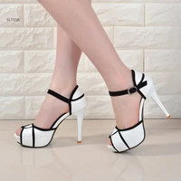 summer hollow buckle womens shoes european and american fight color fish mouth fine with high heels young daily shoes
