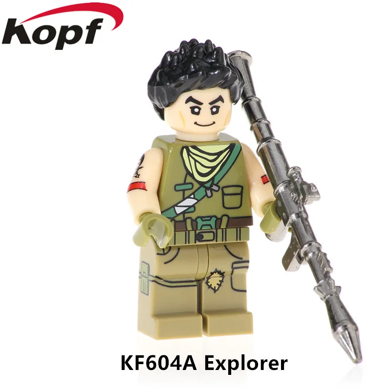 KF604A Without Box Одиночная строительных блоков с металлическим оружейным стрелком игра небо лиса выгорание Белый Костюм Фигурки для детей Коллекция игрушек KF671 - Color: KF604A Without Box