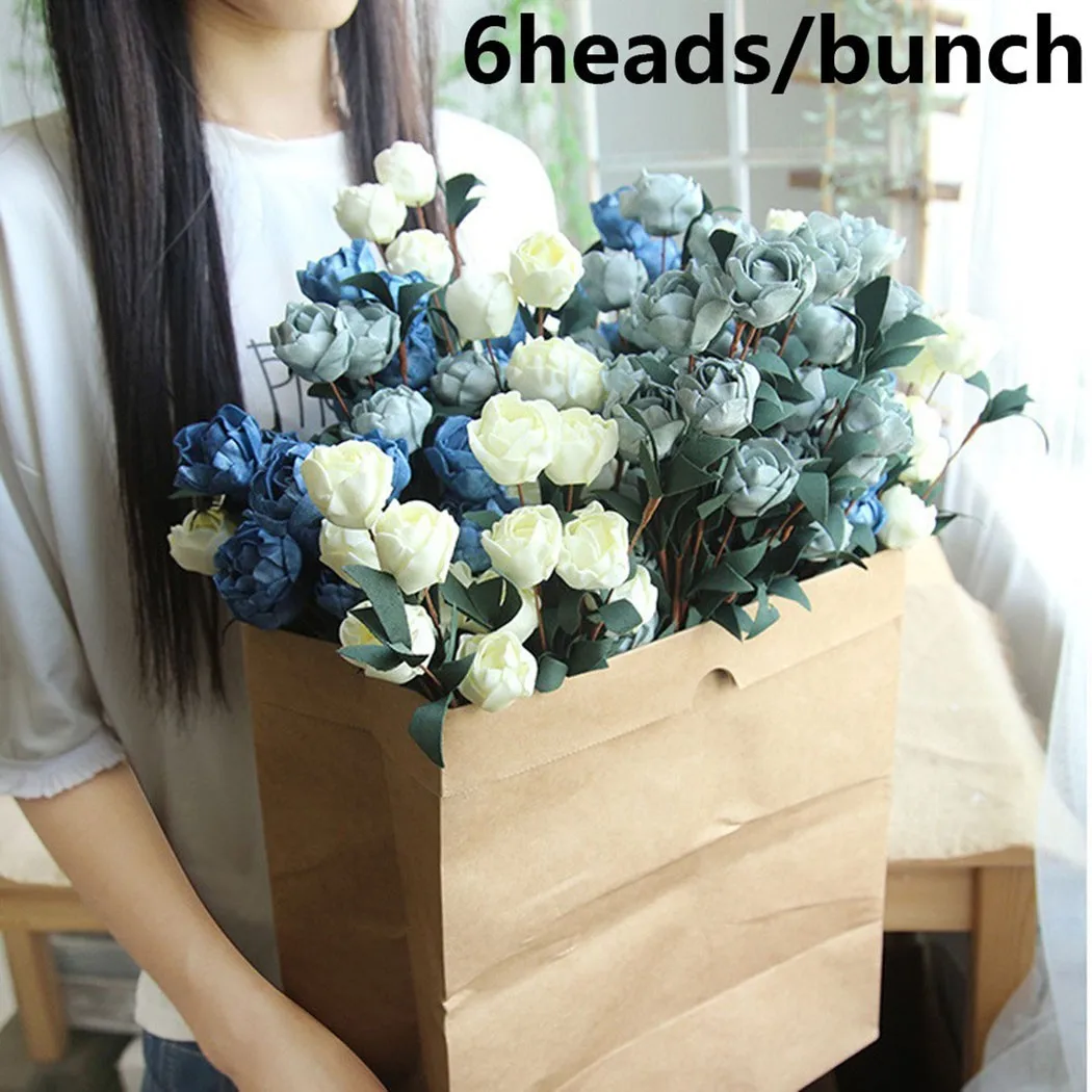 

6 Heads Hand Bunch Romantic Bridal Holding Artificia Rose Home Wedding Decor In Stock Drop Shipping
