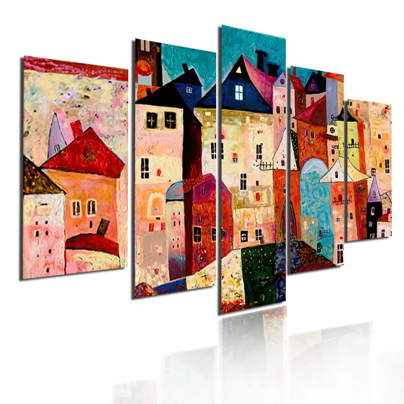 

Canvas Decoration Frameless Painting Living Room Five-Piece Painting Oil Painting Color Small House Painting Studio Layout