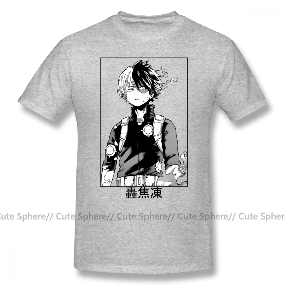 Deku футболка Todoroki Shoto футболка Милая футболка с графикой хлопок с коротким рукавом для мужчин большая модная футболка - Цвет: Gray