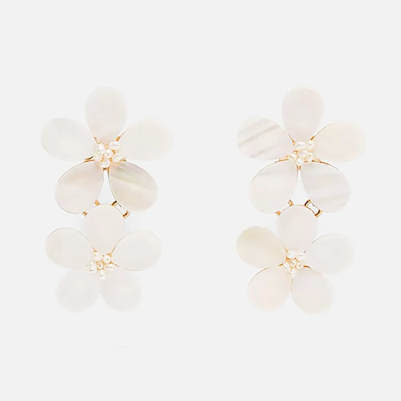 Серьги-капельки из искусственного жемчуга корейский цветок классические модные