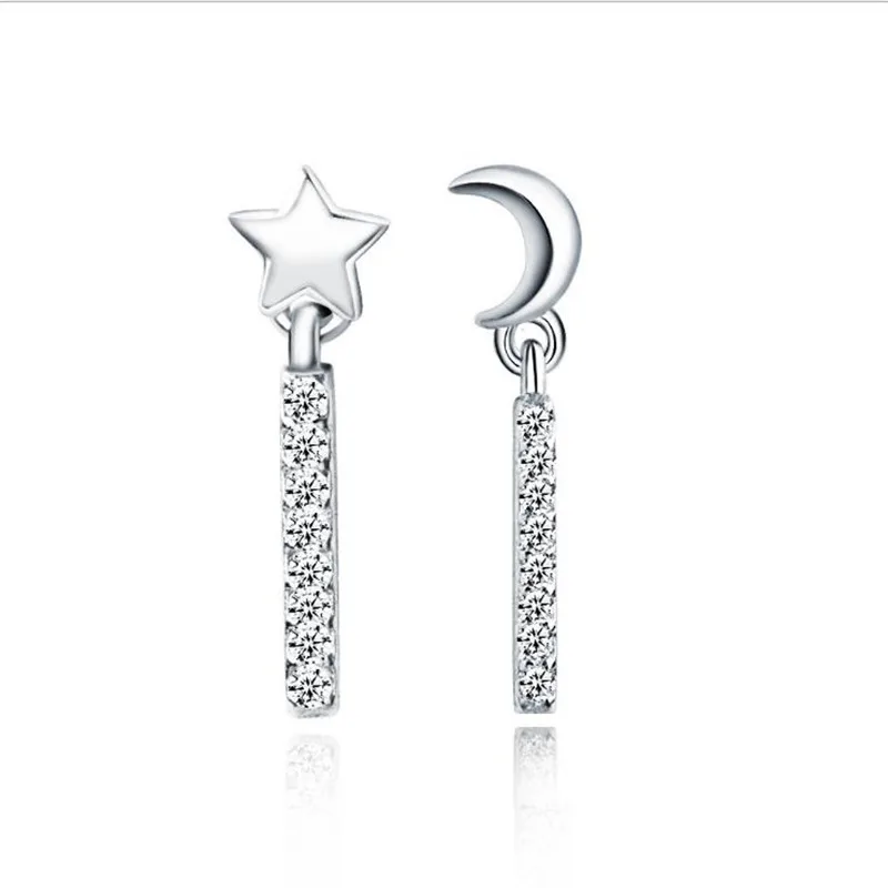 

Charming Zircon Moon Star Design Earrings For Women Jewelry Trendy Silver Plated Earring Female Accessories Girl Long Earring
