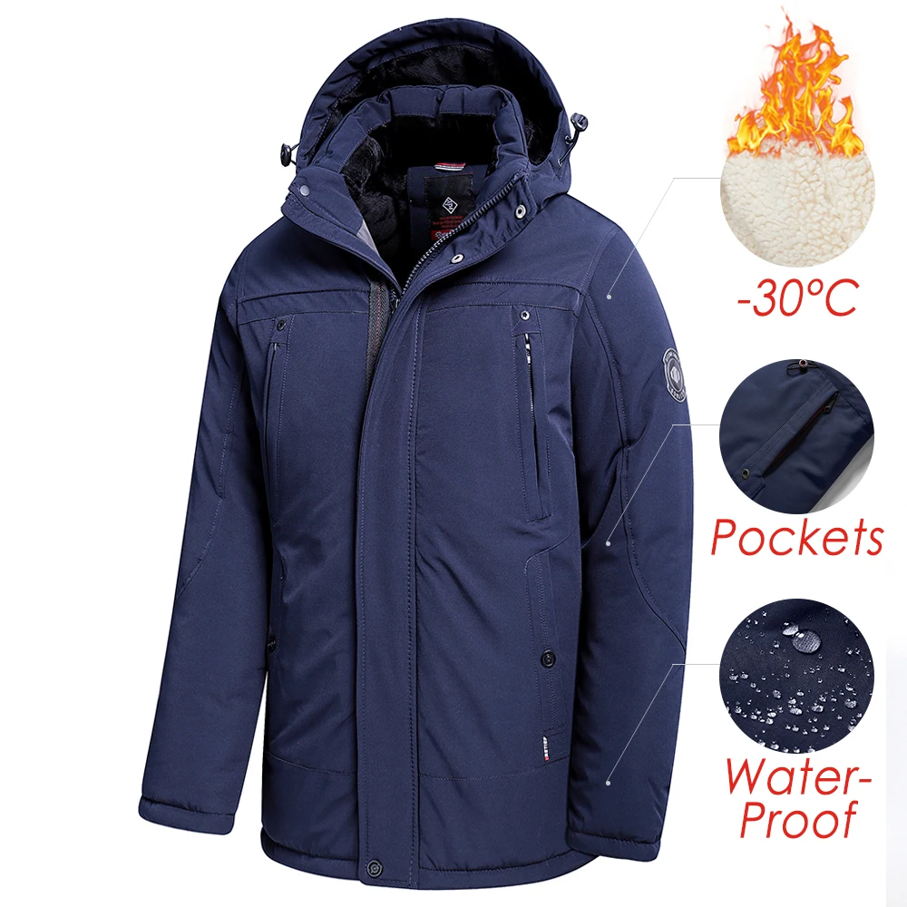 

Мужская Повседневная Длинная флисовая парка, водонепроницаемая куртка с капюшоном и карманами, верхняя одежда, 46-58, зима 2021