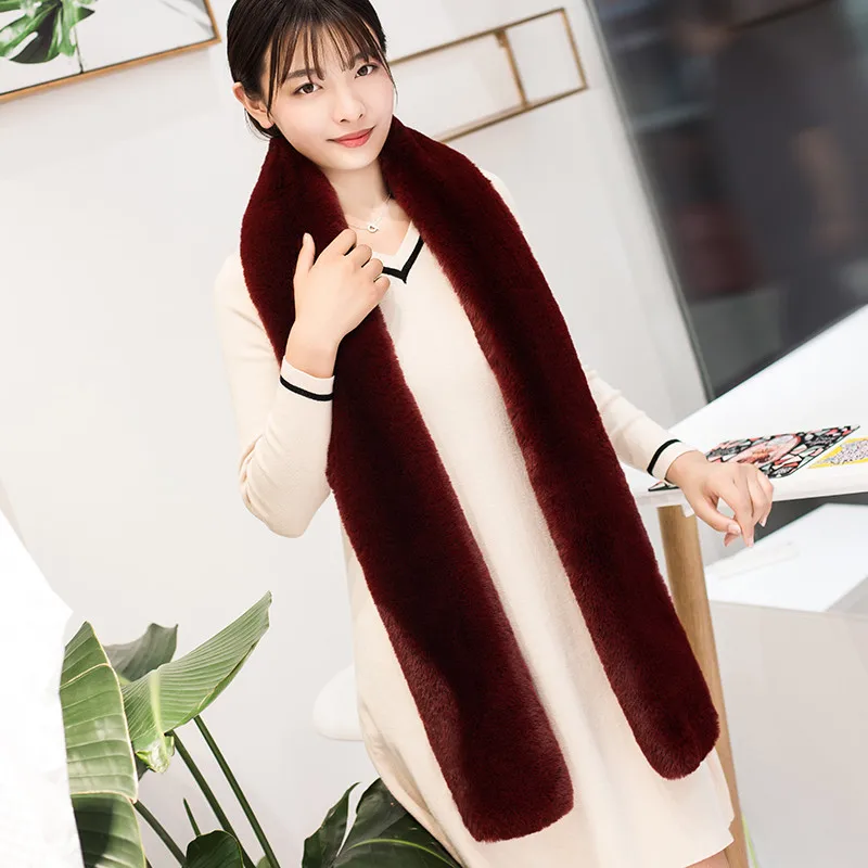 Модный шарф новинка 2019 из искусственного лисьего меха длинный яркого цвета