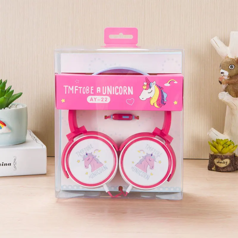 Pink Unicorn Красочные проводные наушники с единорогом, детские музыкальные стерео гарнитуры, 3,5 мм наушники для sony samsung, рождественский подарок, наушники - Цвет: Pink Unicorn