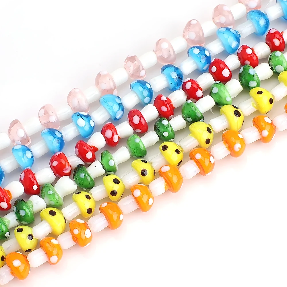 

10x13/12x16/15x20mm Lampwork Glass Spacer Beads Mushroom Shape Yellow Crystal Pendants Handmade Making Charms Earing Accessroeis
