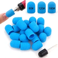 50pcs nail sanding caps ceramic nail drill bit with rubbe gel remover pedicure caps polishing manicure milling cutter nails tool