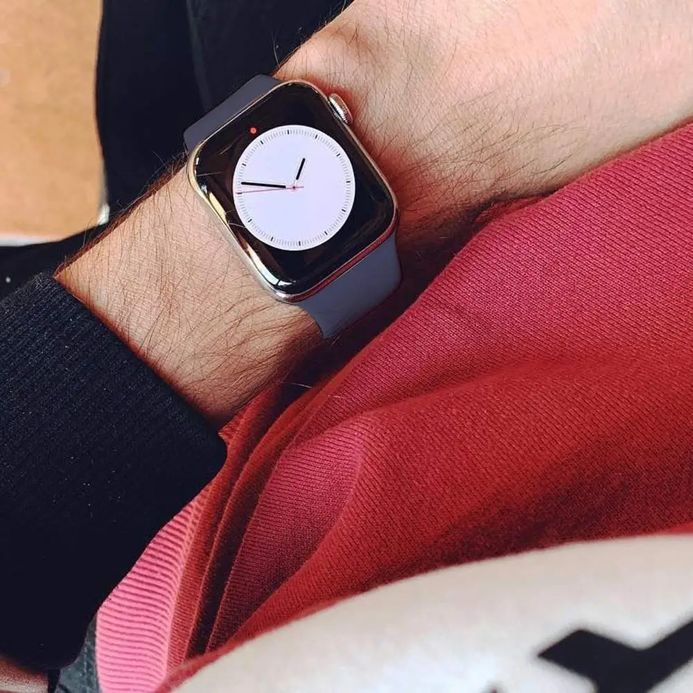 Спортивный мягкий силиконовый ремешок для Apple Watch, ремешок 44 мм, 40 мм, серия 5, 4, браслет для часов iWatch, ремешок 38 мм, 42 мм, 3, 2, 1, аксессуары