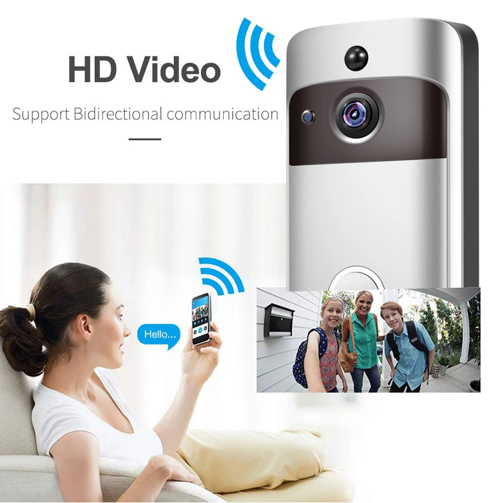 Умный дом WiFi дверной звонок 1080P HD камера безопасности с двухсторонним аудио PIR детектор движения ИК ночного видения беспроводной дверной Звонок