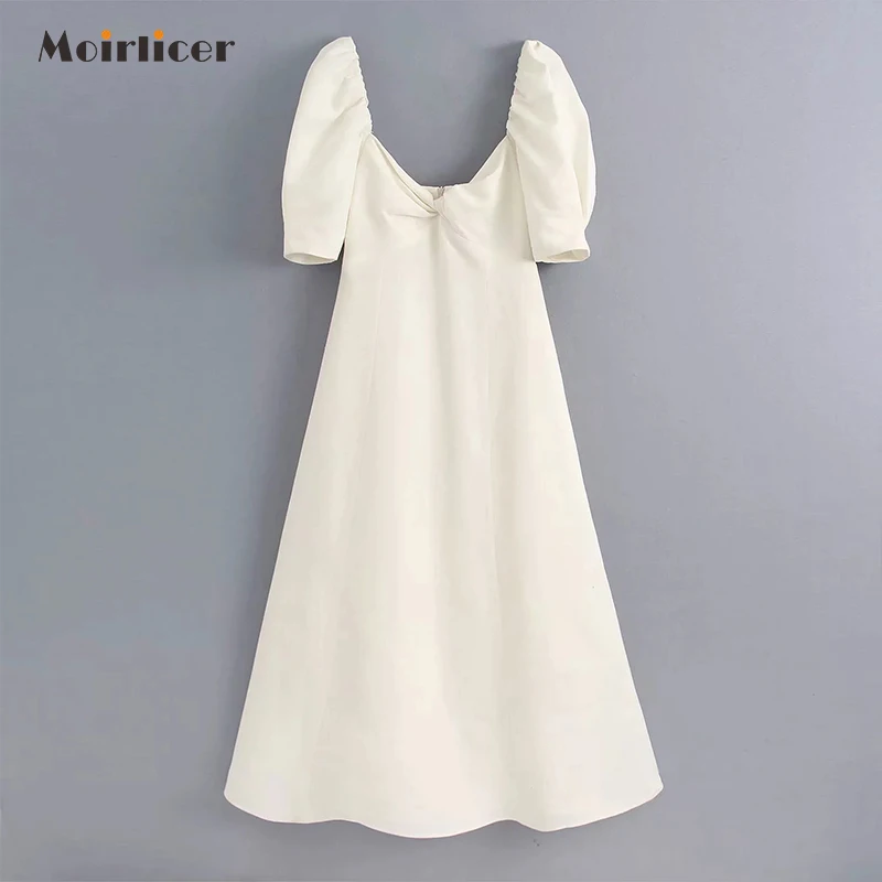 Новинка Лето 2020 Брендовое летнее платье-трапеция с пышными рукавами короткое