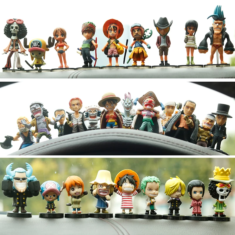 

BANDAI One Piece Action Figur Roronoa Zoro Ace Frawky Q Version Doll Anime Car Decoration Doll Gift Model