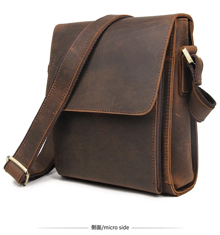 

Brand Designer Brown Bag Men Handbags Leather Genuine Cowhide Vintage Male Messenger Bags Business Men Crossbody Shoulder Bag