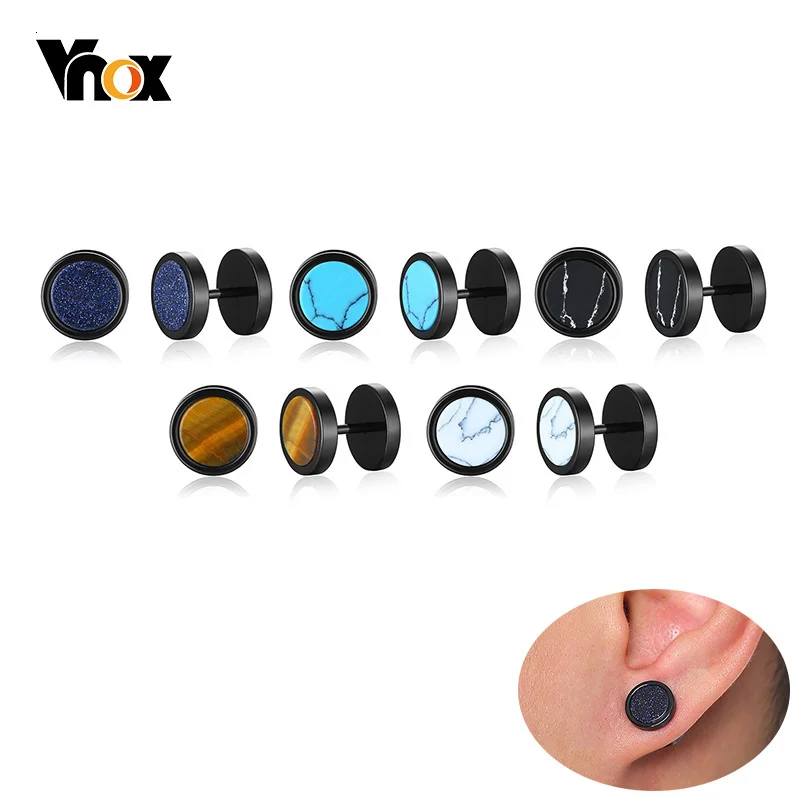 

Vnox Mens Stud Earrings for Male Boy Daily Street Wear Jewelry Multi-color Stainless Steel Small Ear Accessory