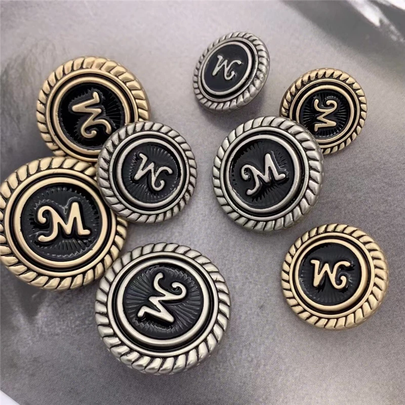 

10pcs Round Vintage Buttons for Coat Metal Shank Sewing Buttons for Clothing Garment DIY Decoration Fashion Black Blouse Buttons