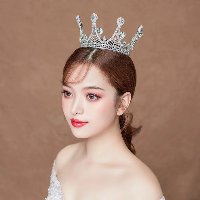 New Retro Baroque Red/Black/Gold/Silver Color Rhinestone Full Round Tiaras Crowns de Noiva Bride Wedding Party Hair Jewelry | Украшения и