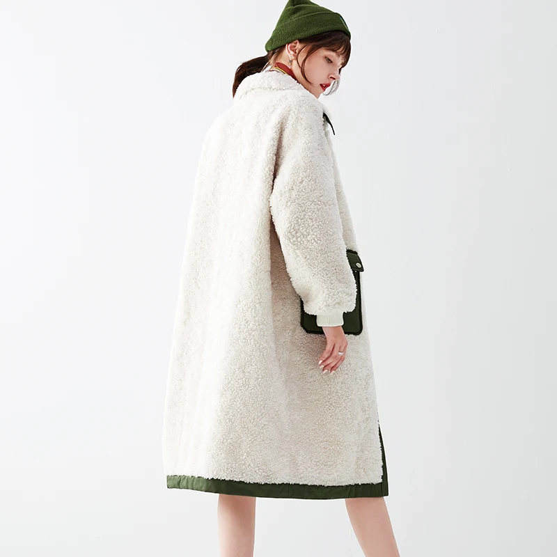 Пальто из натурального меха 100% шерстяная куртка Осенне зимнее пальто женская