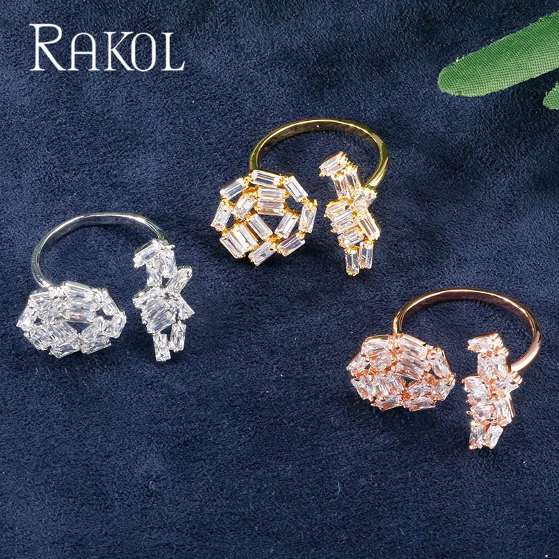 RAKOL прямоугольные проложить Блестящий AAA циркония кристалл открытый