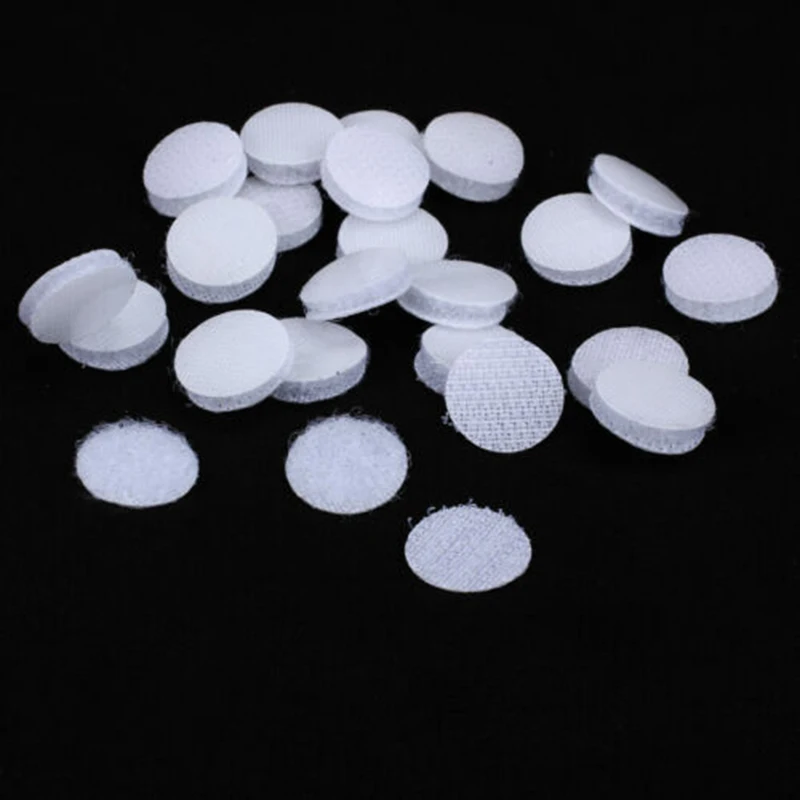 

100 Pairsc 20mm Self Adhesive Sticky Hook and Loop Dots White Coins Tape Fasteners