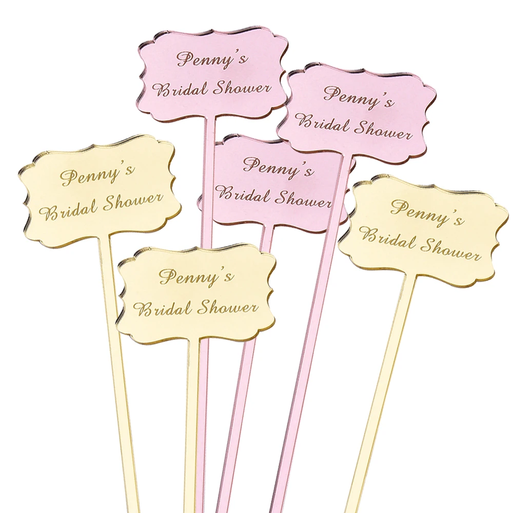 50 шт. Персонализированные Акриловые штрихи для напитков прямоугольные