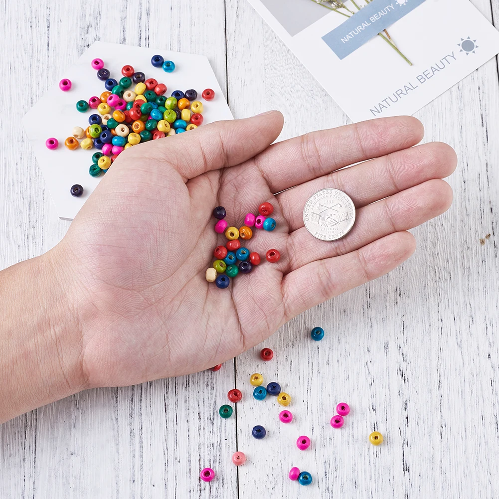 200 шт Разноцветные деревянные счеты для детей DIY окрашенные без свинца около 5 5x4