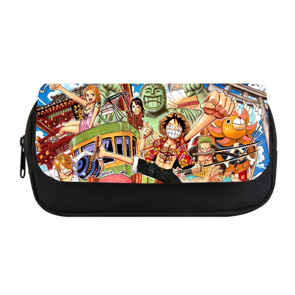 

anime One Piece Student Pencil case Stationery Bag Child Cartoon Luffy Double Zipper Large Capacity Pencil box Women Makeup Bag