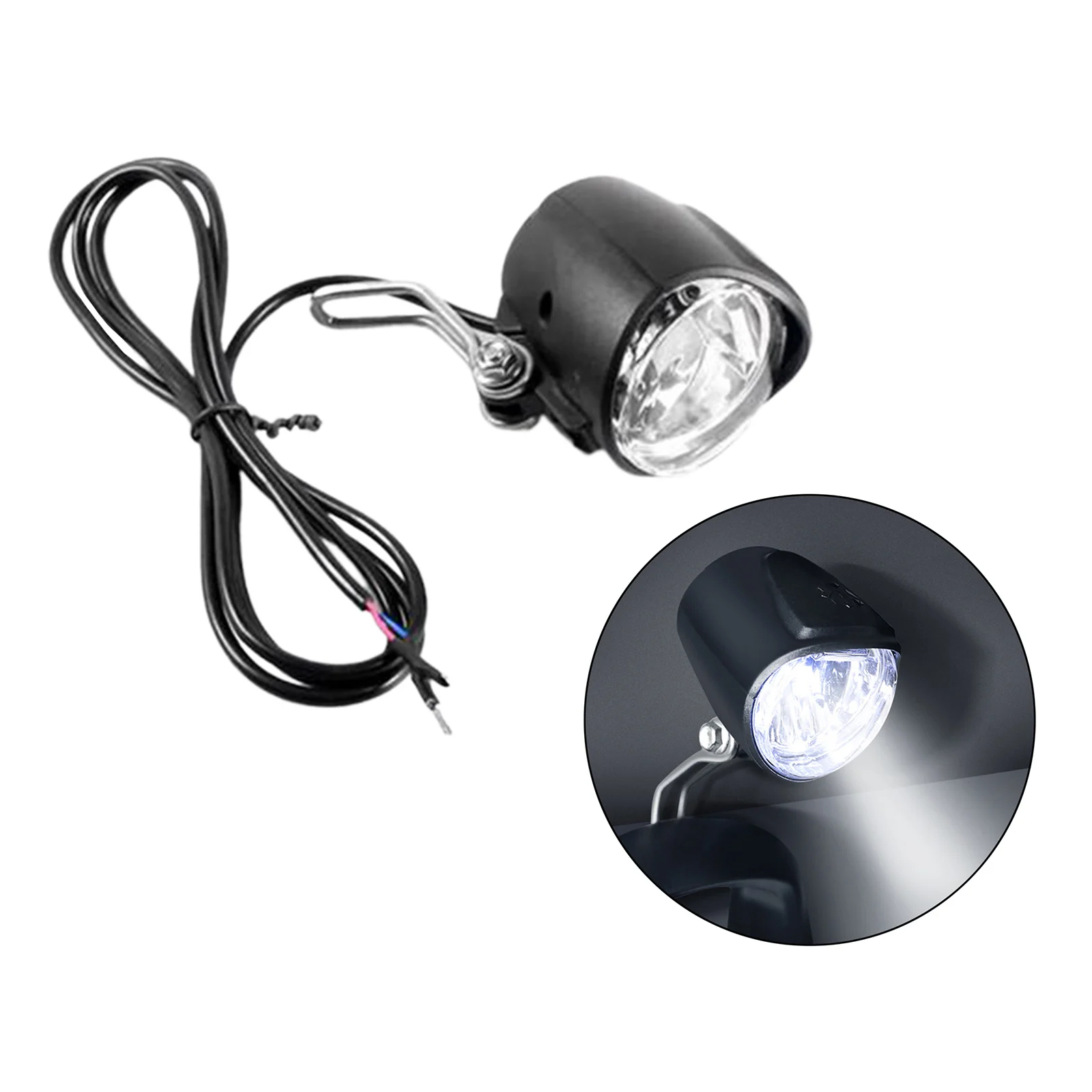 

12V-80V 24V 36V 48V 60V Universal Bike Electric Bicycle E-bike Headlight Front Light Headlamp with Horn 2 IN 1