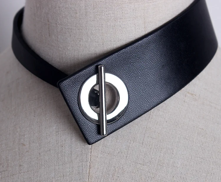 

European Choker Dark Punk Necklace Collar Japanese Collar Pu Leather Metal Buckle Short Necklace Jewelry