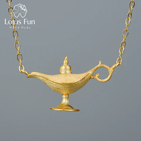 Женское ожерелье из серебра 925 пробы, в форме лампы Аладдина
