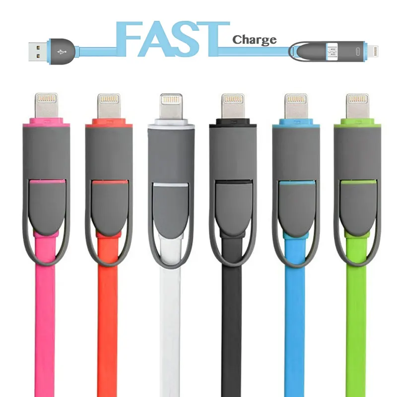 ET 2.1A кабель для быстрой зарядки и передачи данных Android iPhone 2 в 1 Micro USB синхронизации