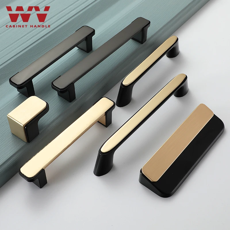 Современные дверные ручки и для шкафа WV мебели съемные черные золотые мебельные
