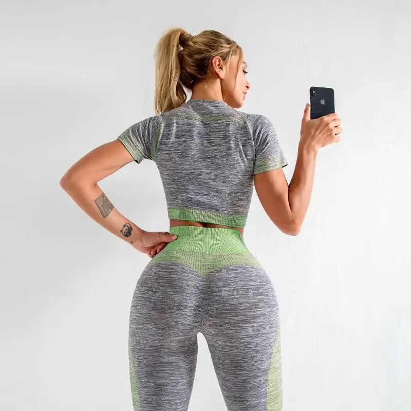 Градиент спортивный облегающий Топ Быстросохнущий тренировочный Бег Йога пупок