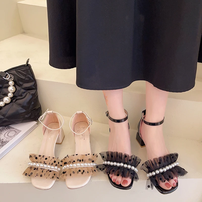 

2021 Summer Sandals With Laces Buckle Strap Sale Of Women's Shoes Suit Female Beige Med Espadrilles Platform Clear Heels Fashion