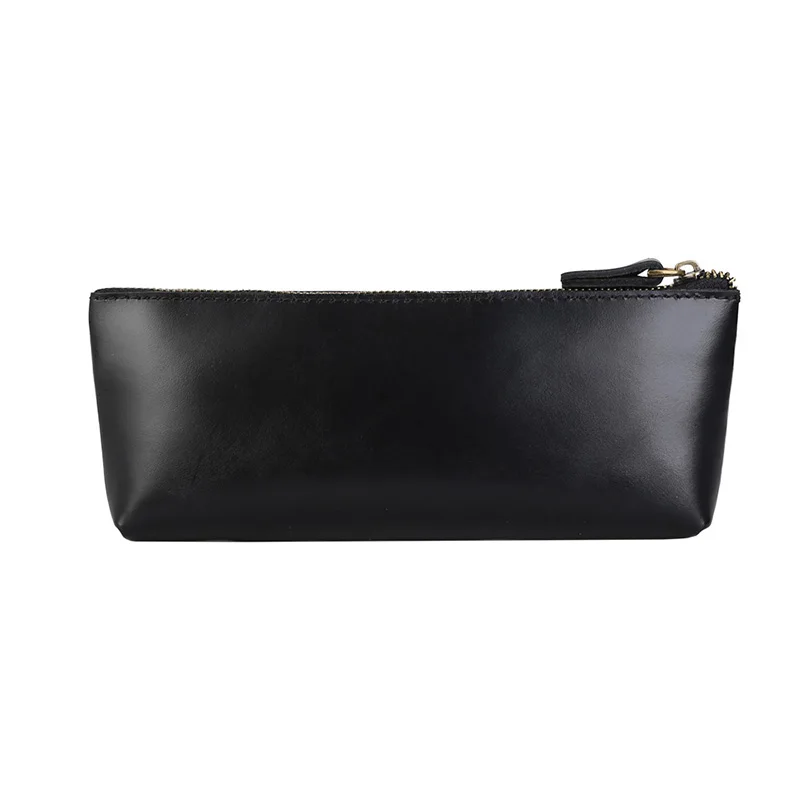 Черный кожаный чехол для карандашей ручек очков инструментов туалетный карман