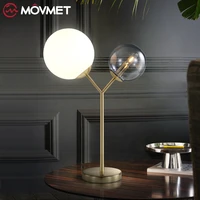 creative modern minimalist double glass ball table lamp forliving room study model bedroom decoration study table light