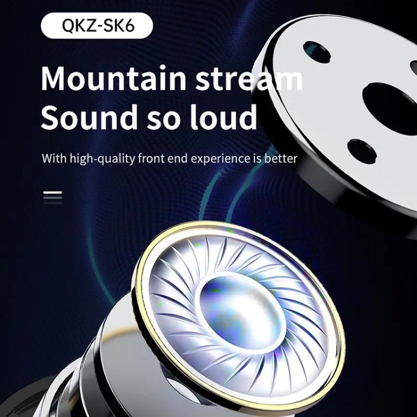 

SK6 Wired Earphone Metal Sport Music Phone Earbuds In Ear Wire-Control 3.5 MM Drive-by-Wire Headset with MIC