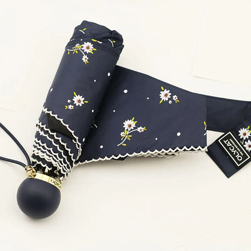 OLYCAT мини Карманный Зонт от дождя для женщин солнцезащитный крем анти УФ рисунком