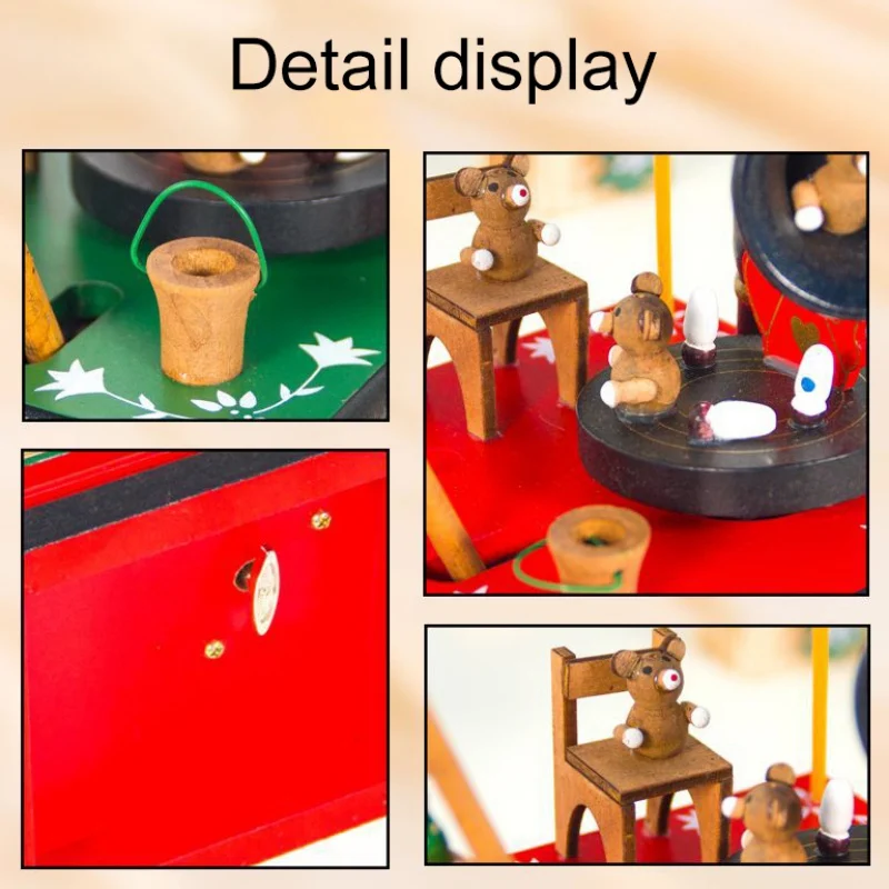 Рождественская музыкальная шкатулка ручной работы Настольный по дереву