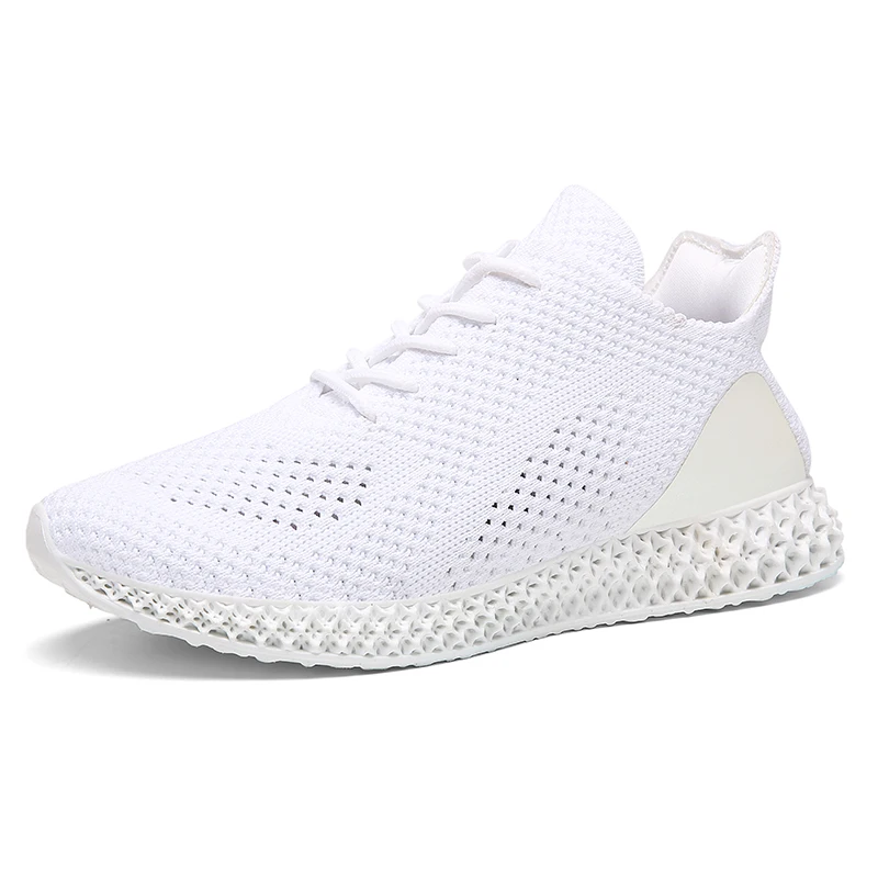 Fashion Gym Sport Men Women Tennis Shoes Breathable Knitting Sneakers Shock Footwear Basket Femme Homme Tenis Masculino Feminino - Color: White