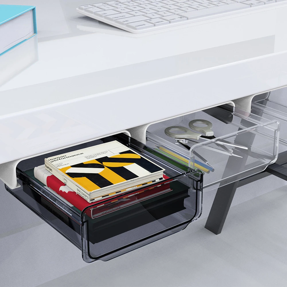 

Under Desk Storage Drawer Pencil Tray Self-Adhesive Hidden Organizer Pen Box Barrel Sundries Storage Box For Home, Office