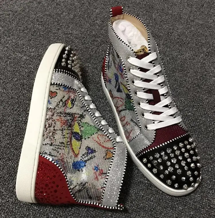 

2021 Red Bottoms shoes Men Women Studded Spikes platform sneakers vintage Genuine Leather casual rivet Sneaker size 36-47