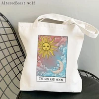 women shopper bag the sun and moon tarot kawaii bag harajuku shopping canvas shopper bag girl handbag tote shoulder lady bag
