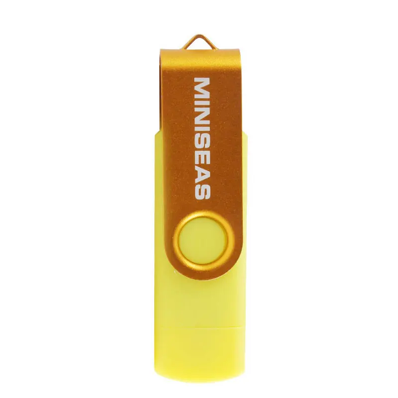 Цвет: желтый Usb флеш-накопитель Miniseas, 8 цветов, вращение, OTG, телефон, ручка-накопитель, 4 ГБ, 8 ГБ, 16 ГБ, 32 ГБ, 64 ГБ, память, Usb флешка флеш-накопитель - Цвет: Цвет: желтый