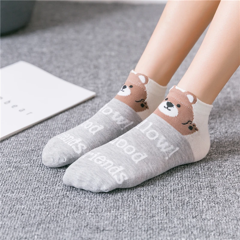 Носки до щиколотки с изображением животных из мультфильма Hellow Good Friends милые носки