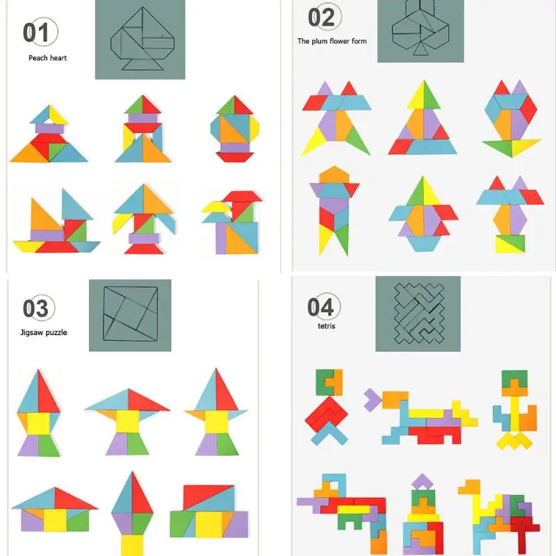 4 in 1 Creative Wooden Puzzle Exercise Practical Ability Color Cognition Geometric Color Jigsaw Baby Wisdom Development Toy