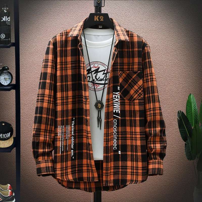 

Рубашка мужская в клетку, с длинным рукавом, 4 цвета, M-3XL C807