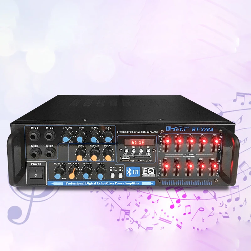 2-канальный Hi-Fi усилитель 100 Вт * 2 220 В/240 в караоке 10-сегментный EQ сбалансированный