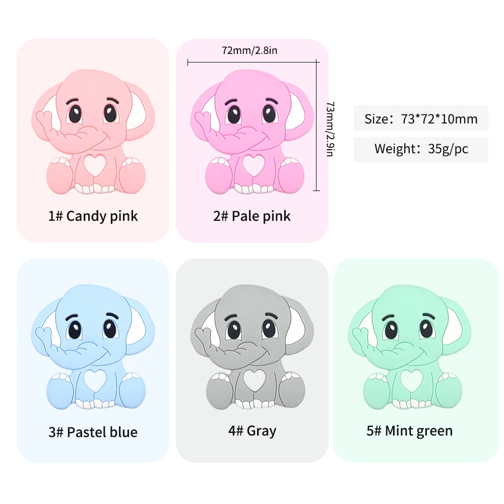 Силиконовая бусина/зажим Sunrony с мультяшными животными слоном подвески пищевого